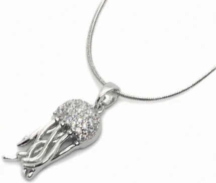 Cadena de acero quirurgico con dije pulpo con stras 40cm + 5cm